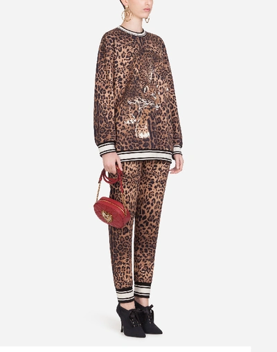 Shop Dolce & Gabbana Round-neck Jersey Sweatshirt With Leopard Print