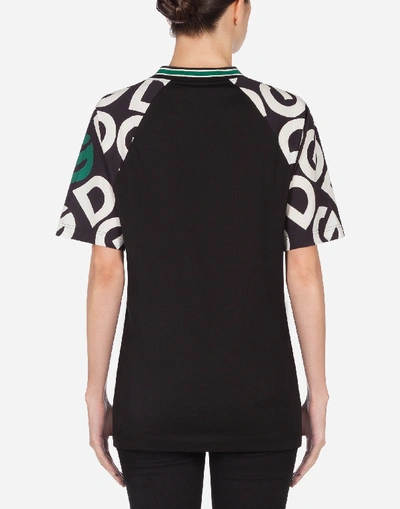 Shop Dolce & Gabbana Short-sleeved Jersey T-shirt With Dg Logo Print In Multicolor