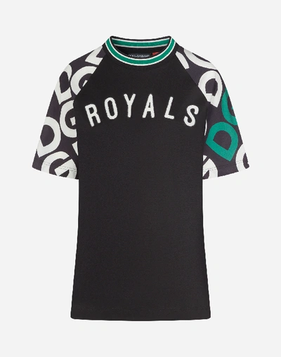 Shop Dolce & Gabbana Short-sleeved Jersey T-shirt With Dg Logo Print In Multicolor