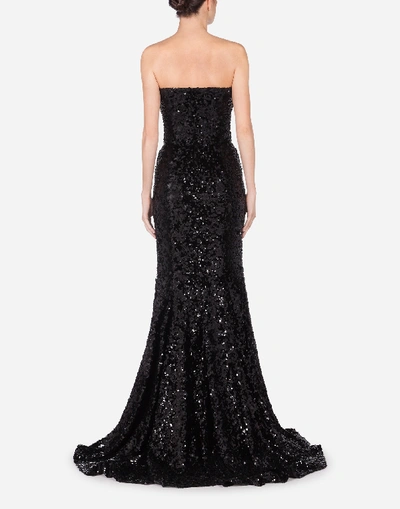 Shop Dolce & Gabbana Long Sequined Dress In Black