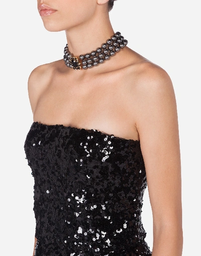 Shop Dolce & Gabbana Long Sequined Dress In Black