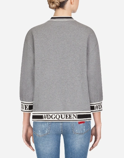 Shop Dolce & Gabbana #dgfamily Cotton Sweatshirt In Gray