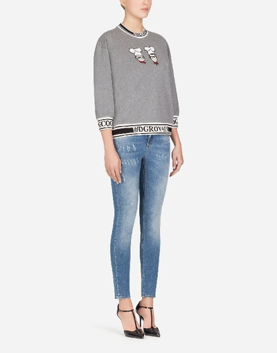 Shop Dolce & Gabbana #dgfamily Cotton Sweatshirt In Gray