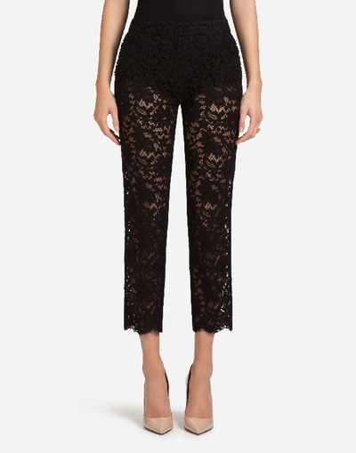 Shop Dolce & Gabbana Cordonetto Lace Pants In Black