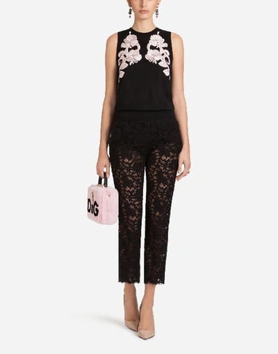 Shop Dolce & Gabbana Cordonetto Lace Pants In Black