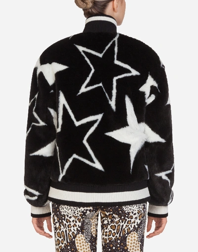 Shop Dolce & Gabbana Millennials Star Print Eco Fur Coat In Black
