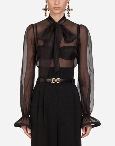 Shop Dolce & Gabbana Organza Shirt With Bow