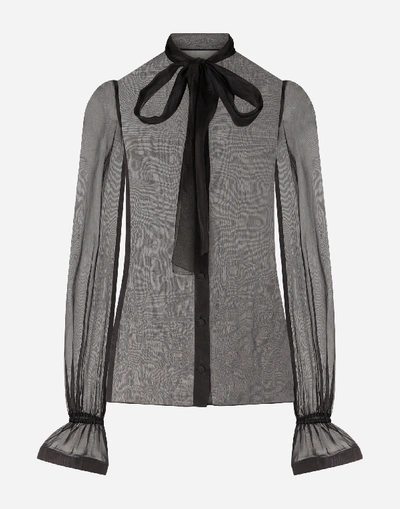 Shop Dolce & Gabbana Organza Shirt With Bow