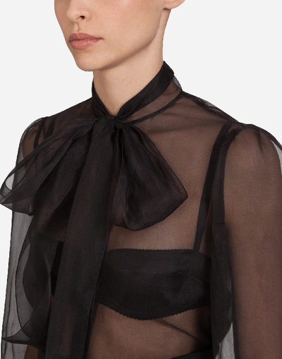 Shop Dolce & Gabbana Organza Shirt With Bow