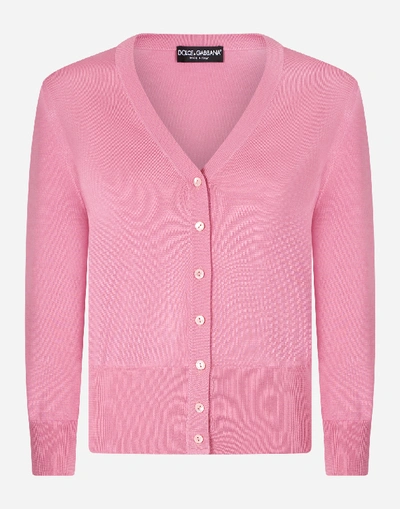 Shop Dolce & Gabbana Silk Cardigan In Pink