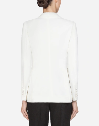 Shop Dolce & Gabbana Single-breasted Blazer In Stretch Wool In White