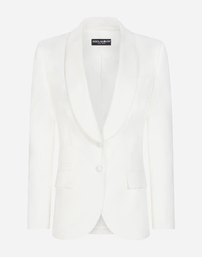 Shop Dolce & Gabbana Single-breasted Blazer In Stretch Wool In White