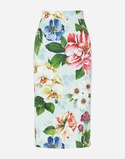 Shop Dolce & Gabbana Floral-print Cady Midi Skirt In Floral Print