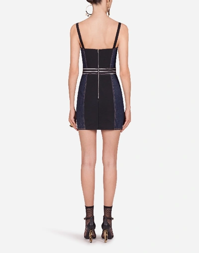 Shop Dolce & Gabbana Short Belted Denim Corset Dress
