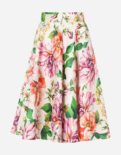 Shop Dolce & Gabbana Floral-print Mikado Midi Skirt In Floral Print