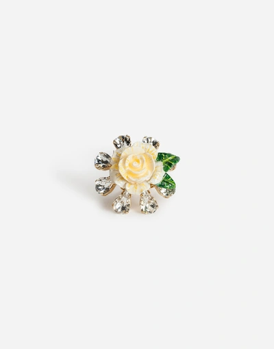 Shop Dolce & Gabbana Ring With Rose In Silver