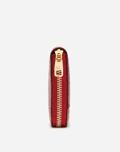Shop Dolce & Gabbana Zip-around Wallet In Iguana Print Calfskin In Red