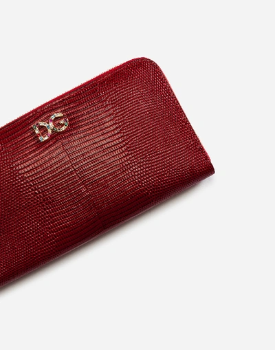 Shop Dolce & Gabbana Zip-around Wallet In Iguana Print Calfskin In Red