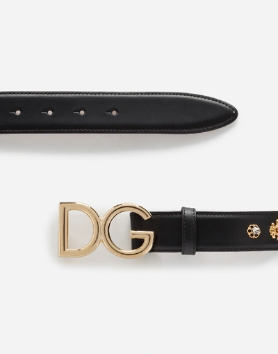Shop Dolce & Gabbana Belt In Lux Leather With Embroideries In Black