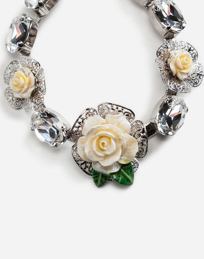 Shop Dolce & Gabbana Bracelet With Roses In Silver