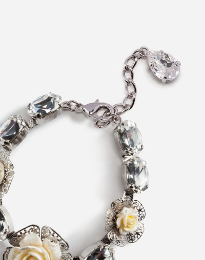 Shop Dolce & Gabbana Bracelet With Roses In Silver