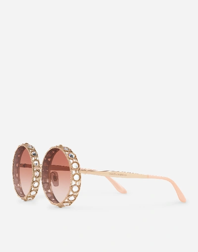 Shop Dolce & Gabbana Mambo Sunglasses In Pink Gold