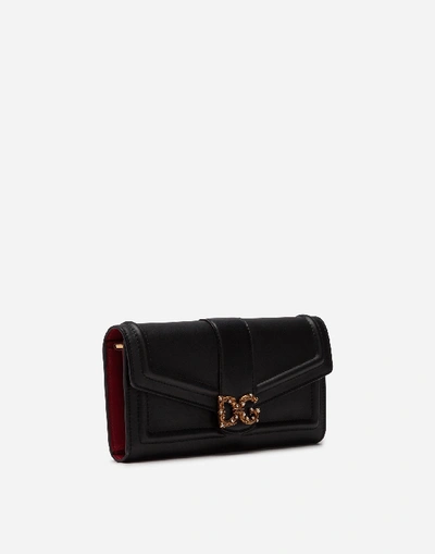 Shop Dolce & Gabbana Dg Amore Continental Wallet In Calfskin In Black