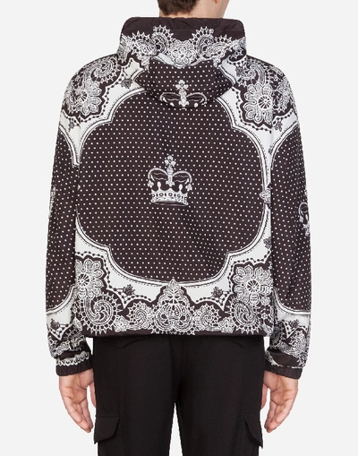 Shop Dolce & Gabbana Nylon Jacket With Hood In Bandana Print In Black