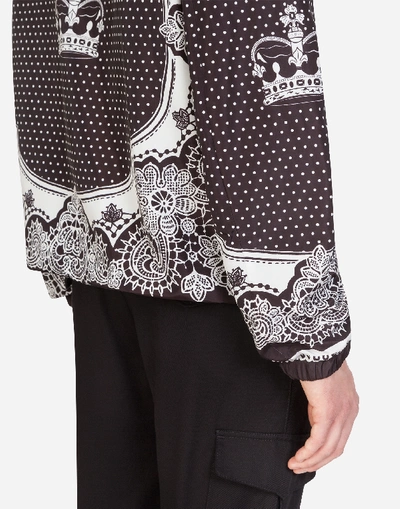 Shop Dolce & Gabbana Nylon Jacket With Hood In Bandana Print In Black