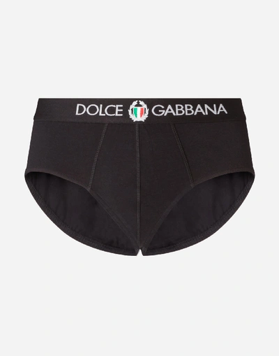 Shop Dolce & Gabbana Brando Slip In Cotton In Black