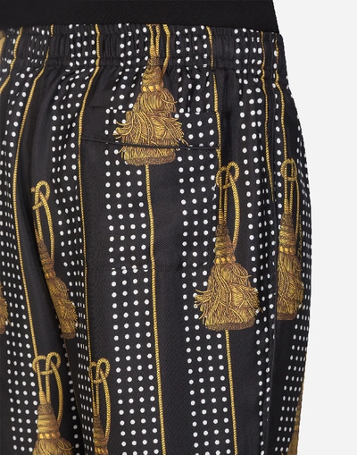 Shop Dolce & Gabbana Pajama Pants In Printed Silk In Black