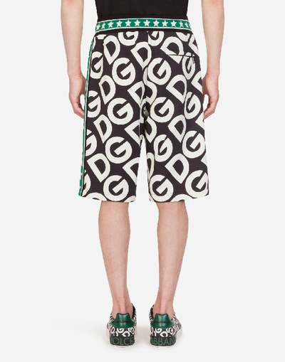 Shop Dolce & Gabbana Cotton Jogging Shorts With Dg Logo Print In Multicolor