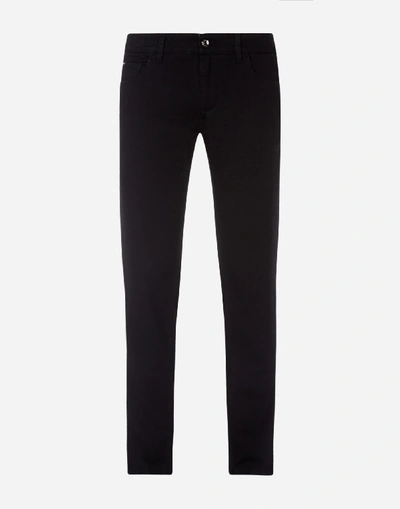 Shop Dolce & Gabbana Black Stretch Skinny Jeans With Patch In Blue