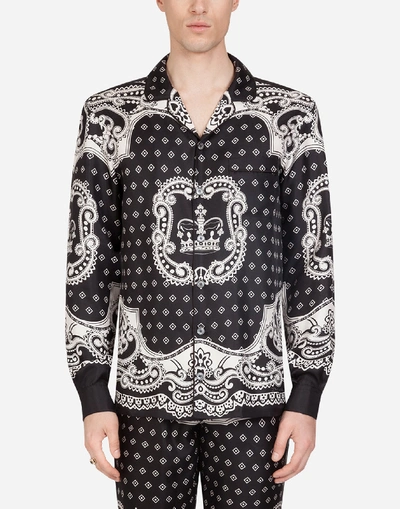 Shop Dolce & Gabbana Pyjama Shirt In Bandana Print In Black
