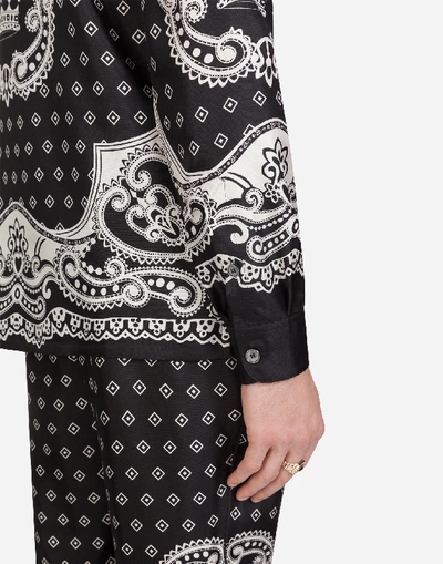 Shop Dolce & Gabbana Pyjama Shirt In Bandana Print In Black