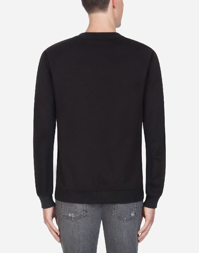 Shop Dolce & Gabbana Cotton Sweatshirt With Embroidery In Black