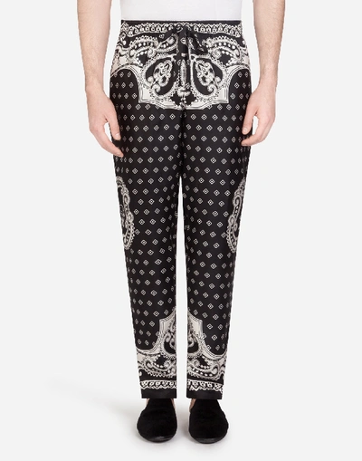 Shop Dolce & Gabbana Pyjama Bottoms In Bandana Print In Black