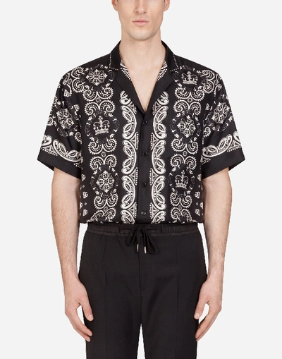 Shop Dolce & Gabbana Hawaii Shirt In Bandana Print In Black