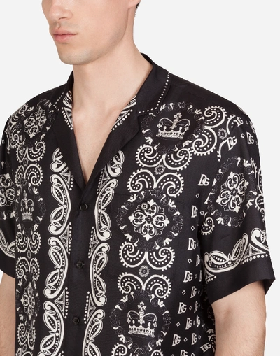 Shop Dolce & Gabbana Hawaii Shirt In Bandana Print In Black