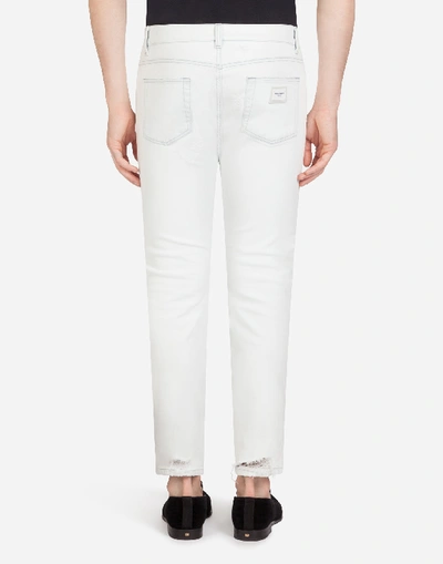 Shop Dolce & Gabbana White Stretch Skinny Jeans