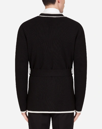 Shop Dolce & Gabbana Cashmere Cardigan With Patch In Black