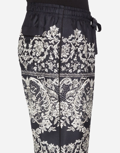 Shop Dolce & Gabbana Pajama Pants In Printed Silk In Black