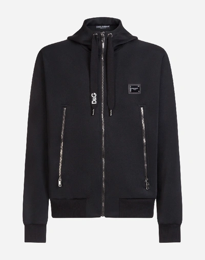 Shop Dolce & Gabbana Sweatshirt With Hood And Zipper