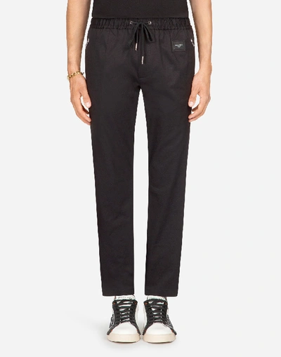 Shop Dolce & Gabbana Jogging Pants In Stretch Cotton In Black