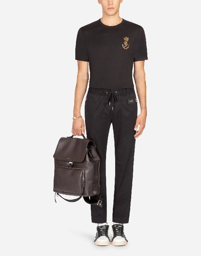 Shop Dolce & Gabbana Jogging Pants In Stretch Cotton In Black