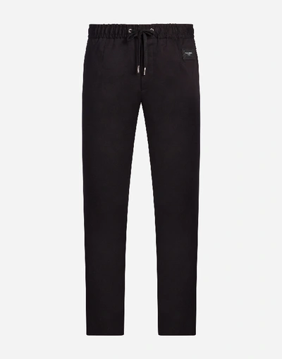 Shop Dolce & Gabbana Jogging Pants In Stretch Cotton In Black