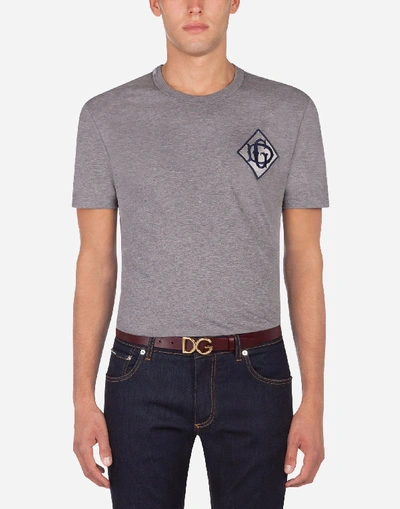 Shop Dolce & Gabbana Cotton T-shirt With Dg Logo In Grey