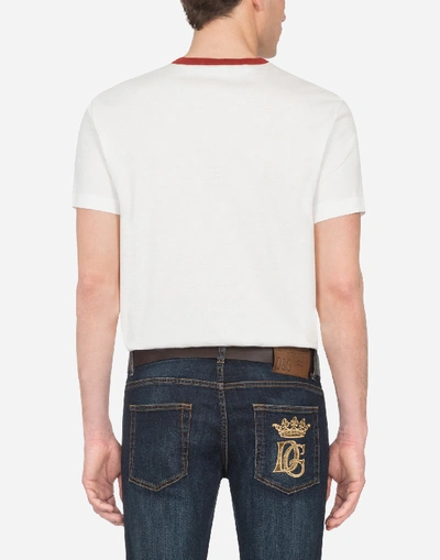 Shop Dolce & Gabbana Cotton T-shirt With Pin-up Patch In White