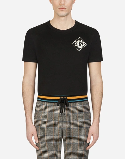 Shop Dolce & Gabbana Cotton T-shirt With Dg Logo In Black