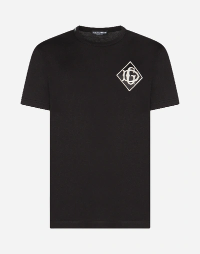 Shop Dolce & Gabbana Cotton T-shirt With Dg Logo In Black